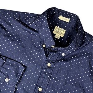 J.Crew Classic Stretch Button Down Shirt Mens LT Organic Cotton Long Sleeve Blue
